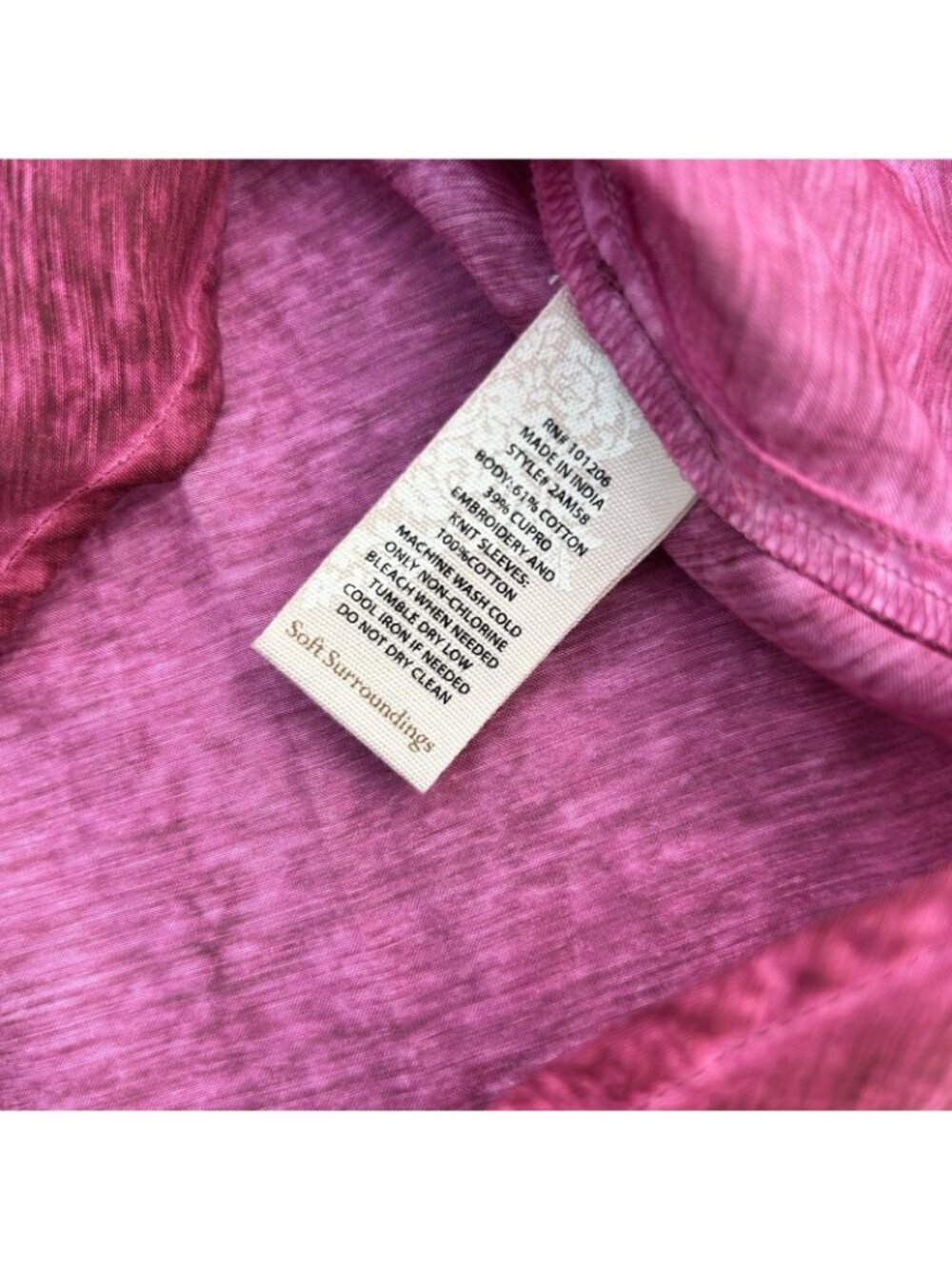 Soft Surroundings Magenta Pink Magnifico Embroidered Top Size XS Boho Floral - Picture 11 of 14